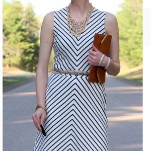 Banana Republic black & white striped A-line dress